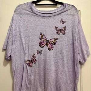 Lavender Butterfly Print Women's Top